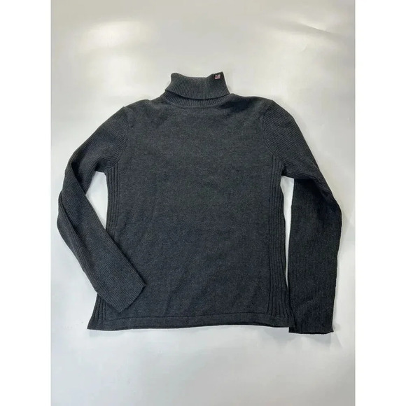 Polo Jeans Co Sweater Womens XL Y2K Cotton Turtleneck Charcoal Rib Knit - Picture 1 of 6